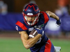Receiver Jake Wieneke, shown with the Montreal Alouettes in 2021, has reportedly agreed to terms on a two-year contract with the Saskatchewan Roughriders.