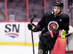 Left wing Tyler Motte during Senators team practice at the Canadian Tire Centre on January 24,2023.