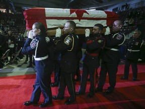 The funeral for former Mississauga mayor Hazel McCallion was held at the Paramount Fine Foods Centre on Tuesday, Feb. 14, 2023.
