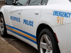 A Memphis Police Department patrol vehicle is parked at the North Main precinct in Memphis, Tenn., Jan. 31, 2023.