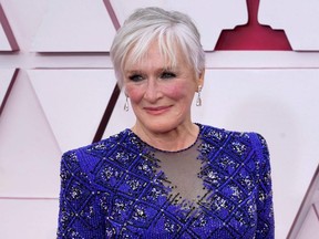 Glenn Close arrives to the 93rd Academy Awards, at Union Station, in Los Angeles, April 25, 2021.
