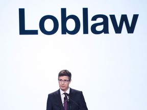Galen G. Weston, CEO, chairman and president of Loblaw Companies Limited, speaks during the company's annual general meeting in Toronto, May 3, 2018.