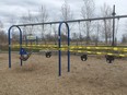 Amos Waites Park in Mimico, like every park across the city, has been cordoned off amic the COVID-19 pandemic. (Joe Warmington/Toronto Sun/Postmedia Network)