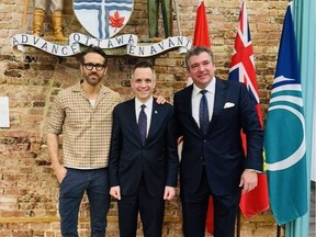 This photo of Ryan Reynolds, Mayor Mark Sutcliffe and Christopher Bratty was posted on Reynolds' Instagram account.