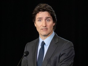 Prime Minister Justin Trudeau speaks to the media at Fort York Armoury in Toronto, on Friday, Feb. 24, 2023.
