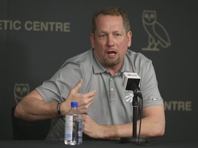 Toronto Raptors held their day after the season locker clean outs as head coach Nick Nurse speaks about the season and upcoming plans for next season in Toronto, Ont. on Thursday April 13, 2023. Jack Boland/Toronto Sun/Postmedia Network