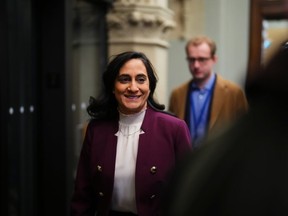Minister of National Defence Anita Anand arrives at a caucus meeting on Parliament Hill in Ottawa, March 29, 2023.