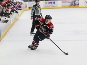Macklin Celebrini in action for the Chicago Steel of the USHL during the 2022-23 season.