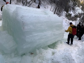 Massive chunk of an ice column that fell and killed hiker.