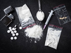 Stock photo of hard drugs and paraphernalia.