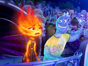 Ember and Wade in a scene from the upcoming animated film Elemental.