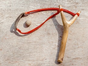 A old slingshot is pictured in this file image.