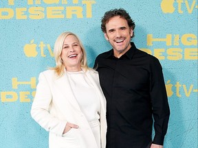 Patricia Arquette and Matt Dillon attend the Apple TV+ "High Desert" New York photo call at Park Lane Hotel on May 03, 2023 in New York City.
