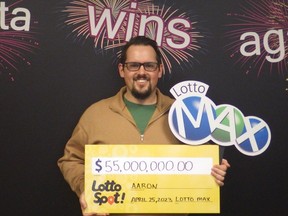 Aaron Parsons' lottery win is the largest LOTTO MAX prize awarded in Lethbridge's history.