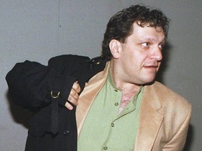 Jean-Paul Labaye at the Montreal courthouse in January 1999. In the late 1990s and early 2000, his bar l'Orage was raided several times by police. Charges of operating a bawdy house were filed.