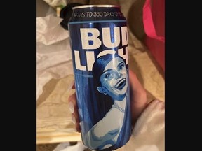 Bud Light can with transgender influencer Dylan Mulvaneys face on it.