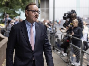 Actor Kevin Spacey leaves Southwark Crown Court on June 28, 2023 in London.
