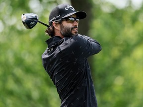 Adam Hadwin of Canada plays his shot from the fourth tee during a practice round prior to the 2023 PGA Championship.