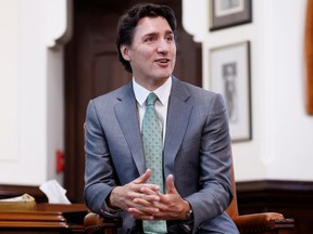Prime Minister Justin Trudeau in his office on Parliament Hill in Ottawa May 29, 2023.