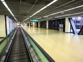A view of the empty arrival terminal at Don Mueang International Airport in Bangkok.