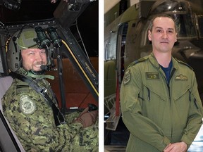 Capt. David Domagala (left), and Capt. Marc Larouche. Domagala and Larouche died in the crash of a Chinook helicopter near Garrison Petawawa Tuesday June 20, 2023.