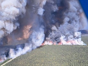 The Donnie Creek wildfire near Trutch, B.C., is shown in a handout photo. The Donnie Creek blaze has grown in recent days to become the largest wildfire recorded in British Columbia history, spanning more than 5,500 square kilometres.