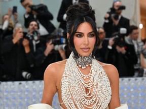 US socialite Kim Kardashian arrives for the 2023 Met Gala at the Metropolitan Museum of Art on May 1, 2023, in New York.