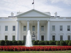 A view of the White House after the White House Press Office announced that U.S. President Joe Biden tested positive for COVID-19 on Thursday morning, July 21, 2022 in Washington, DC.