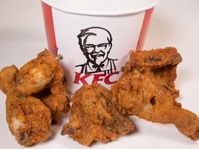 In this photo illustration, fast food from a branch of KFC is pictured on February 20, 2018 in Bristol, England.