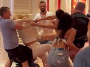 A brawl between four women was caught on camera inside a Las Vegas casino on July 9.