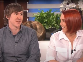 Man and woman appearing on The Ellen DeGeneres Show in 2015. He is now charged with her attempted murder.
