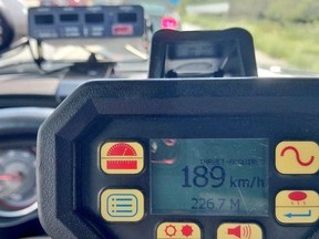 An accused repeat offender was allegedly clocked driving 89 km/h over the speed limit, according to the OPP.