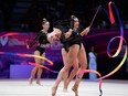 Team Australia compete in the Olympic qualifier 40th FIG Rhythmic Gymnastics World Championships group all-around event.