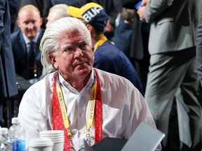 Brian Burke attends round one of the 2016 NHL Draft on June 24, 2016 in Buffalo as President of Hockey Operations for the Calgary Flames.