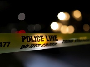 A file image of police tape erected at a crime scene.