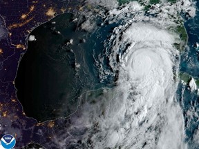 This image, obtained from the U.S. National Oceanic and Atmospheric Administration, shows Hurricane Idalia moving into the Gulf of Mexico on Tuesday, Aug. 29, 2023.