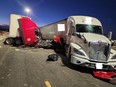 Ontario Provincial Police shared this image of a seven-vehicle crash on Hwy. 401 in Scarborough on Saturday morning.
