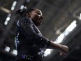 Gymnast Simone Biles walks off after competing in the floor exercise on the final day of women's competition at the 2023 US Gymnastics Championships at the SAP Center on August 27, 2023 in San Jose, California.