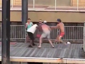 A brawl involving several people at Riverfront Park in Montgomery, Ala., was captured in a video shared on social media.