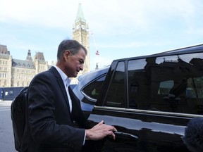 House of Commons Speaker Anthony Rota leaves Parliament Hill after announcing his resignation as Speaker of the House of Commons in Ottawa on Tuesday, Sept. 26, 2023.