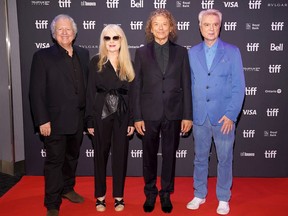 From left, Chris Frantz, Tina Weymouth, Jerry Harrison and David Byrne attend the Stop Making Sense 40th anniversary edition premiere during the 2023 Toronto International Film Festival at Scotiabank Theatre on Monday, Sept. 11, 2023, in Toronto.