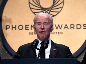 US President Joe Biden speaks during the Phoenix awards dinner at the Washington Convention Center in Washington, DC on September 23, 2023.