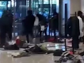 Approximately 30 thieves hit the Westfield Topanga Mall Nordstrom in a brazen mob-style smash-and-grab robbery.