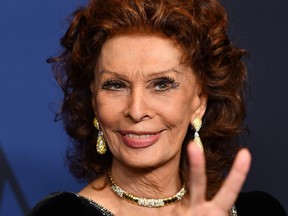 Italian actress Sophia Loren arrives to attend the 11th Annual Governors Awards gala hosted by the Academy of Motion Picture Arts and Sciences at the Dolby Theater in Hollywood on Oct. 27, 2019.