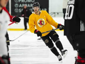Ottawas Senators forward Josh Norris (9) takes part in the training camp.