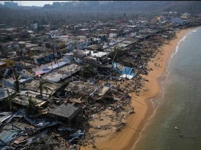 Aerial view of damages caused by the passage of Hurricane Otis in Puerto Marques, Guerrero State, Mexico, on Oct. 28, 2023.