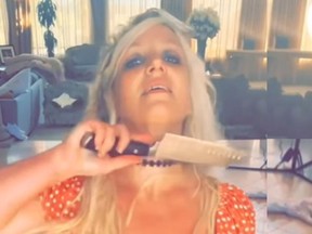 Britney Spears has posted another alarming video of herself dancing with knives.