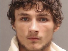 This booking photo provided by the Philadelphia Police Department shows Cody Heron. Authorities have announced an arrest, Wednesday, Oct. 4, 2023, in the case of a motorcyclist seen smashing in the back of a woman’s car while her two small children were inside in Philadelphia and then waving a gun at her after she confronted him. Prosecutors said Heron is charged with aggravated assault, reckless endangerment and possession of an instrument of crime.