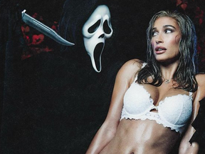 Hailey Bieber got in the spooky spirit this Halloween by channeling Carmen Electra from 2000's Scary Movie.