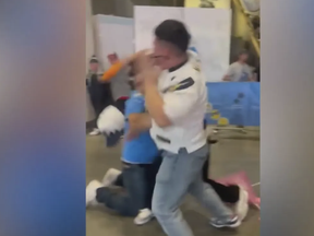 A fight broke out following a win by the Dallas Cowboys over the Los Angeles Chargers in Los Angeles on Sunday.